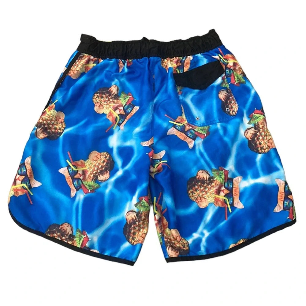 Bioworld Cat Pineapple Drink Swim Trunks